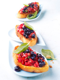 Bruschetta with Tomatoes and Wild Blueberries