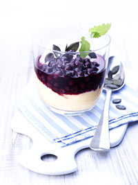 Yummy Bread Pudding with Wild Blueberry Sauce