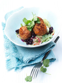 Mini-Meatballs with Wild Blueberry and Cucumber Salad
