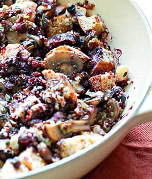 Wild Blueberry Stuffing with Mushrooms, Leeks & Parsnips