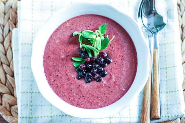 Simple Summer Gazpacho with Wild Blueberries