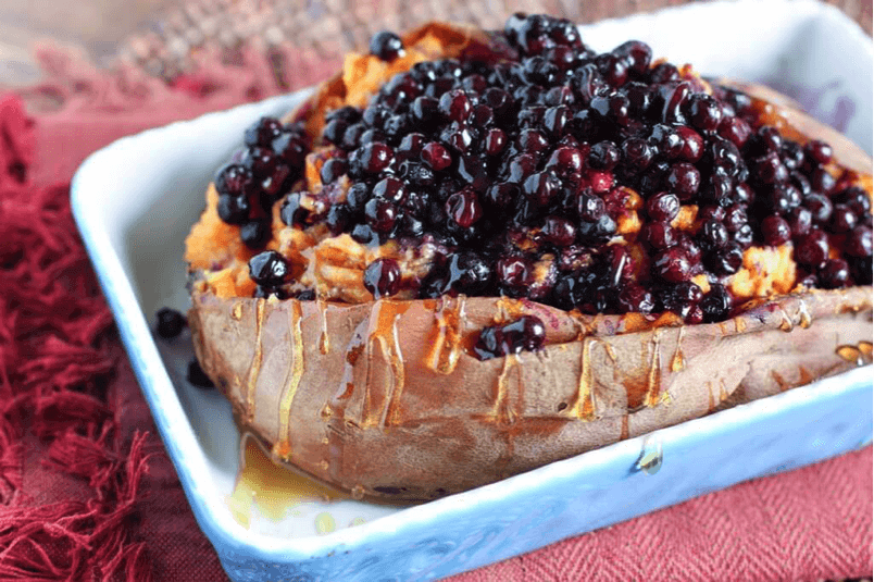 Wild Blueberry Baked Sweet Potato