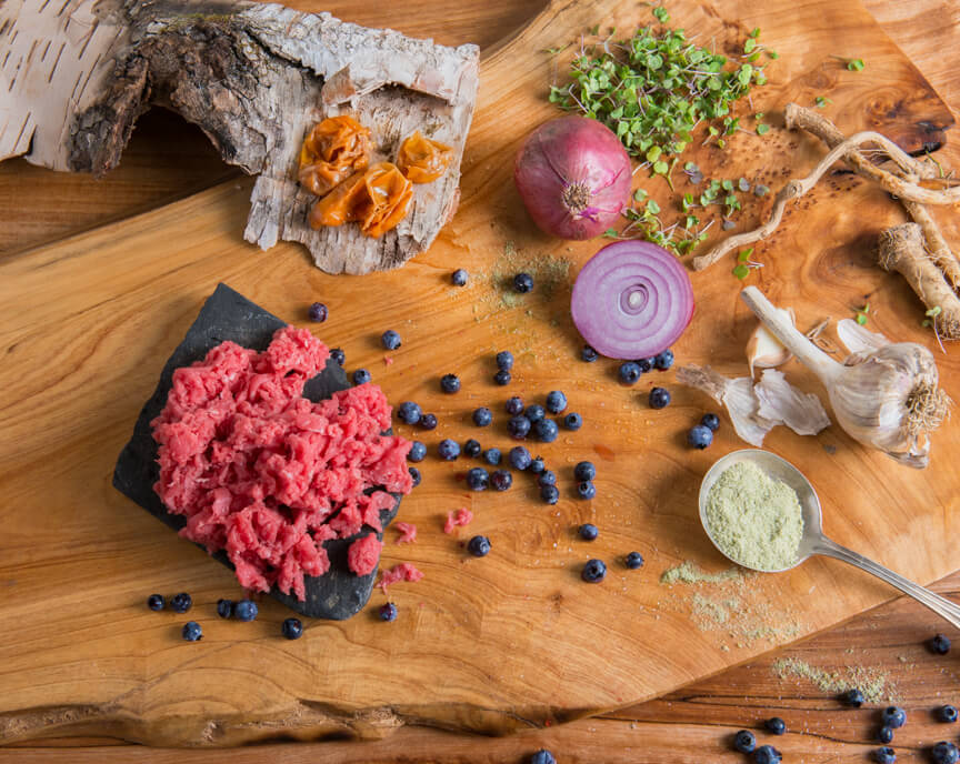 Raw Ingredients: Raw Beef with Wild Blueberry and Horseradish 