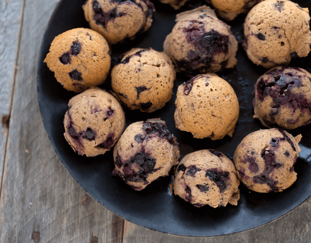 Vegan Wild Blueberry Muffin Donut Holes with Wild Blueberry Glaze