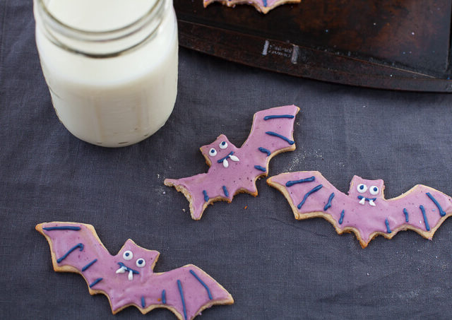Easy Bat-Shaped Cookies with Naturally-Colored Wild Blueberry Icing
