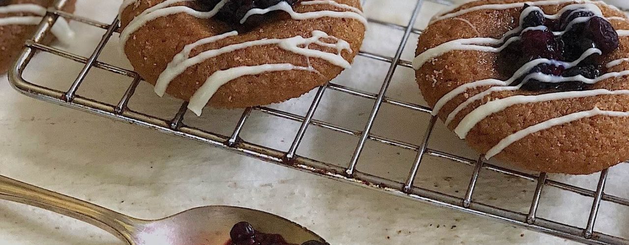 Wild Blueberry Gingerbread Thumbprint Cookies