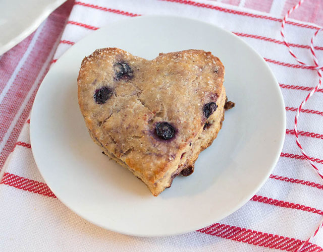 heart shaped wild blueberry scone